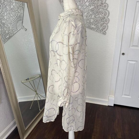 BCBGMAXAZRIA Boho Siren Pure Silk Cream White Kaftan Tunic Blouse Cover Up XS - Picture 5 of 8